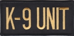 K9-UNIT Gold on Black Front Panel Patch 2" X 4.25"